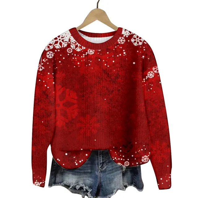 Christmas Cat Hat Snowflake Print Women's Round Neck Sweatshirt Sh1001208203 - Shop at LoveMi