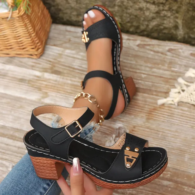 Summer Plus Size High Heel Sandals Black - Shop at LoveMi