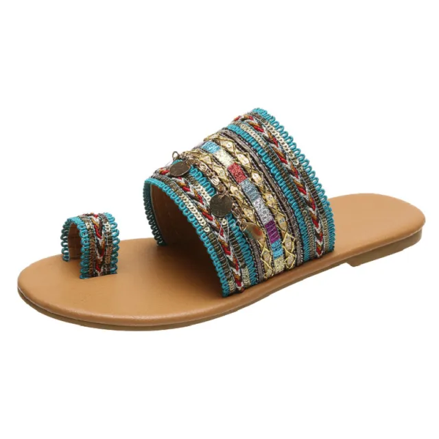 Women's Flat Sandals Bohemian Toe Covering Green - Shop at LoveMi