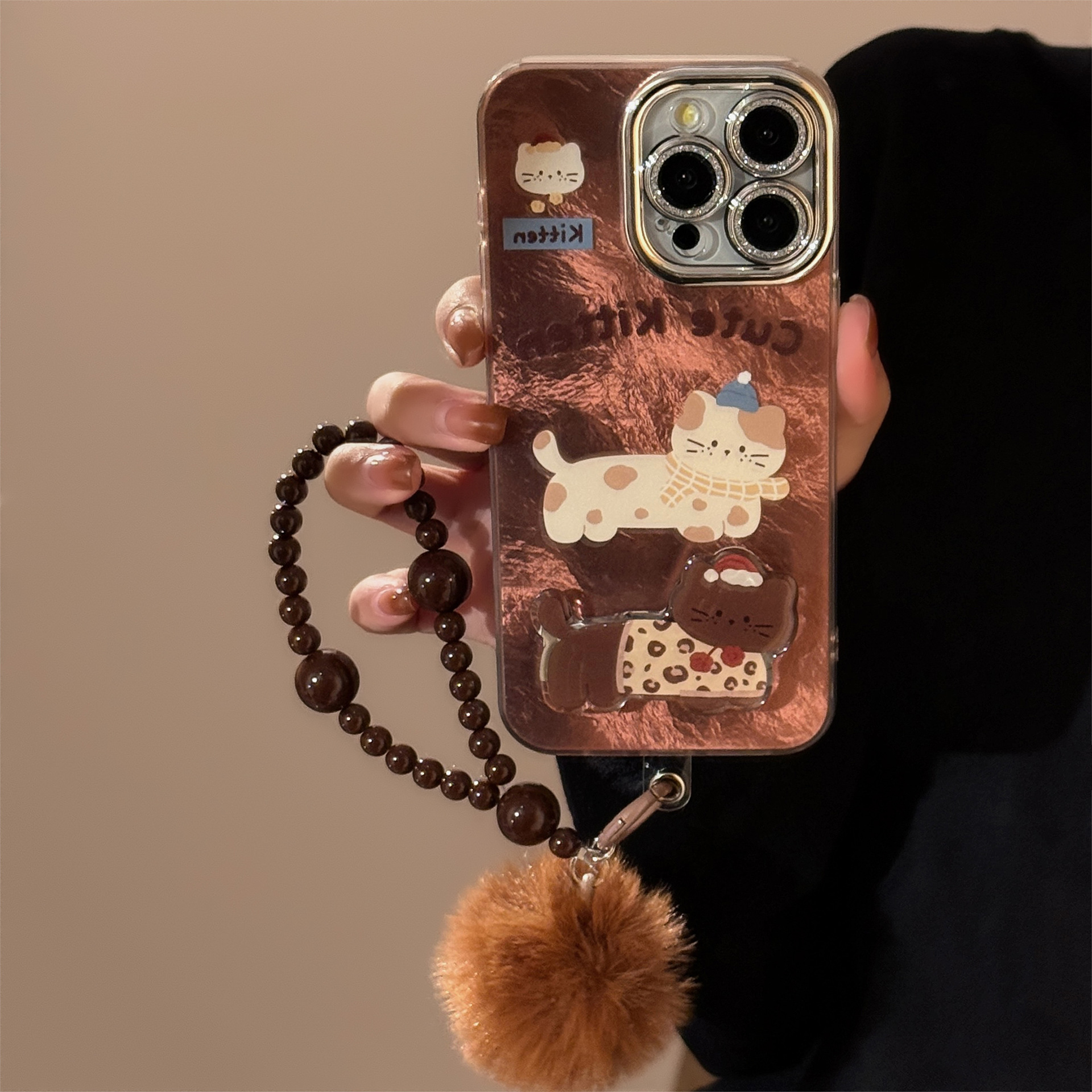 Adorable Brown Cat Phone Case With A Stand