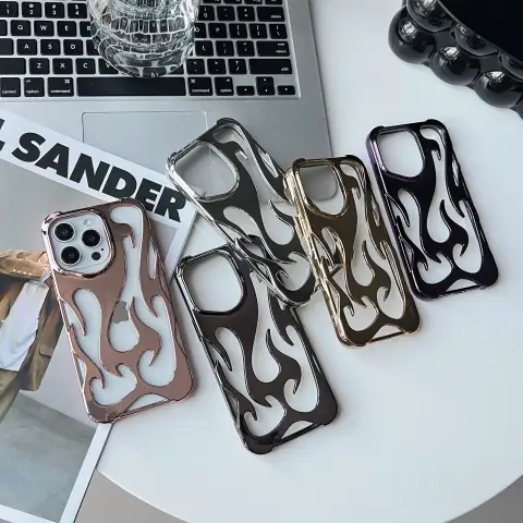 Electroplating Hollow Heat Dissipation Phone Case Flame Pattern High-grade