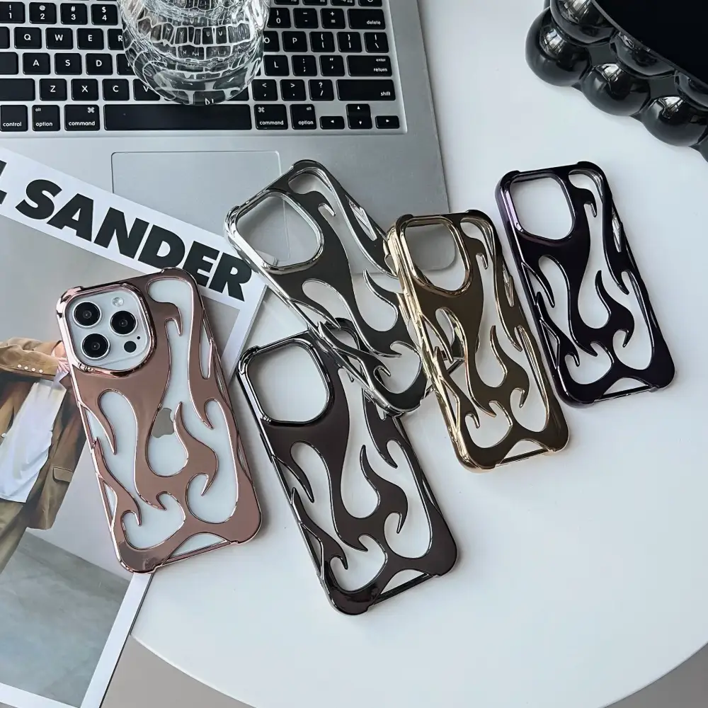 Electroplating Hollow Heat Dissipation Phone Case Flame Pattern High-grade