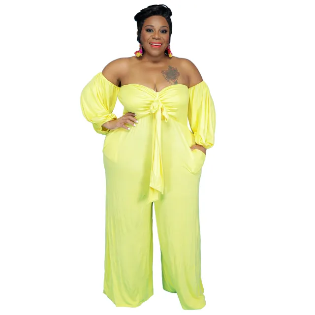 Tube Top Solid Color Jumpsuit Wide Leg Pants Yellow - Shop at LoveMi