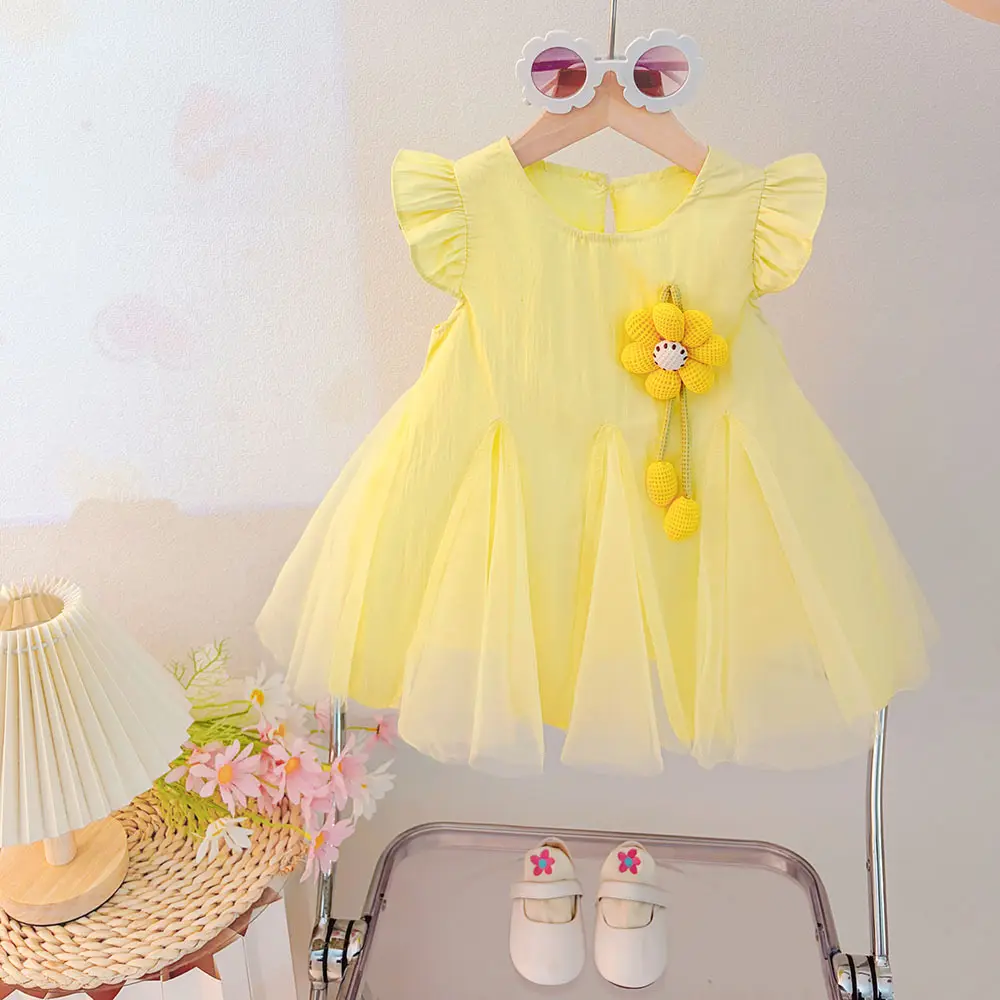 Sweet One-piece Dress Little Girls Sunflower Princess