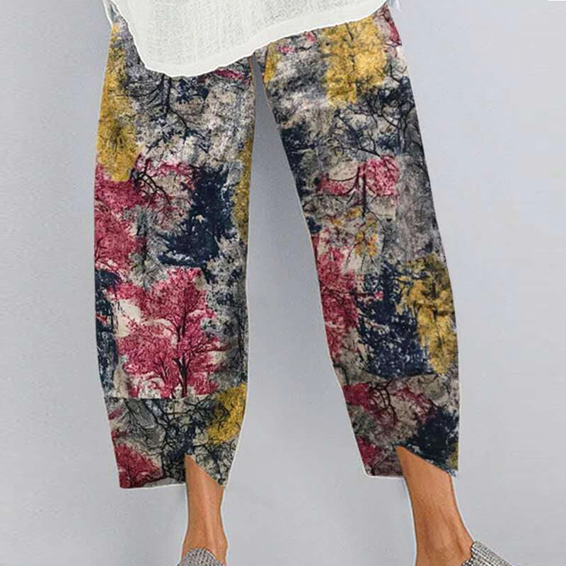 Title 7, Printed elastic waist pocket casual pants