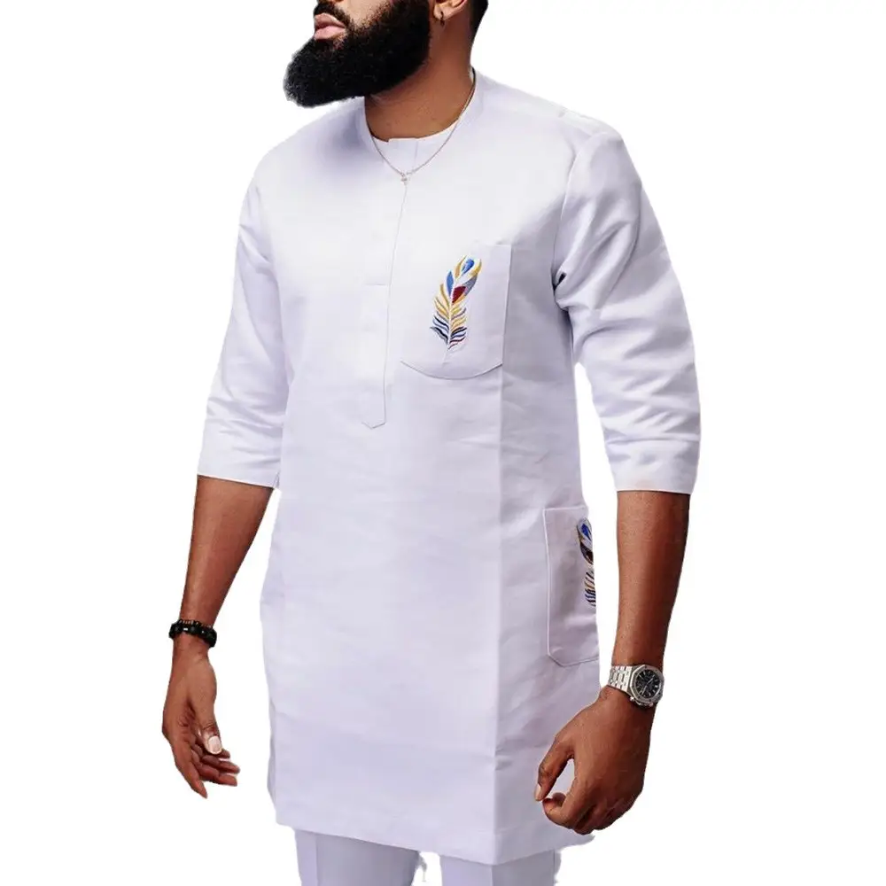 Embroidered Short Sleeve Loose Men's Suit