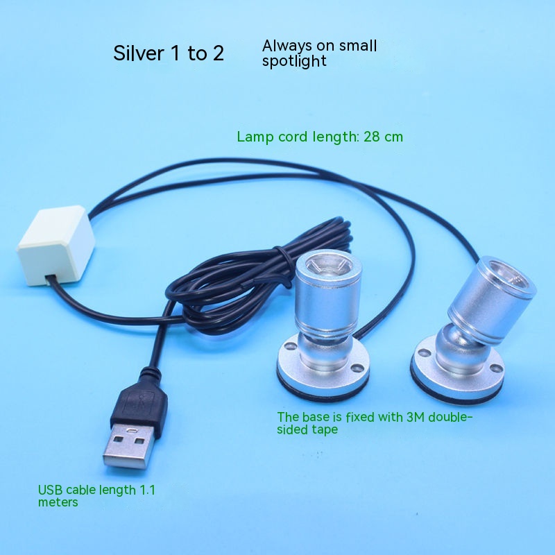 Mini Led Small Spotlight Model Decorative Crystal Fish Tank Colorful Color Changing Light 5V Usb Spotlight
