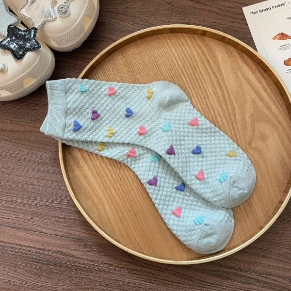 Womens Yellow Socks With Embossed Heart Design Blue - Shop at LoveMi