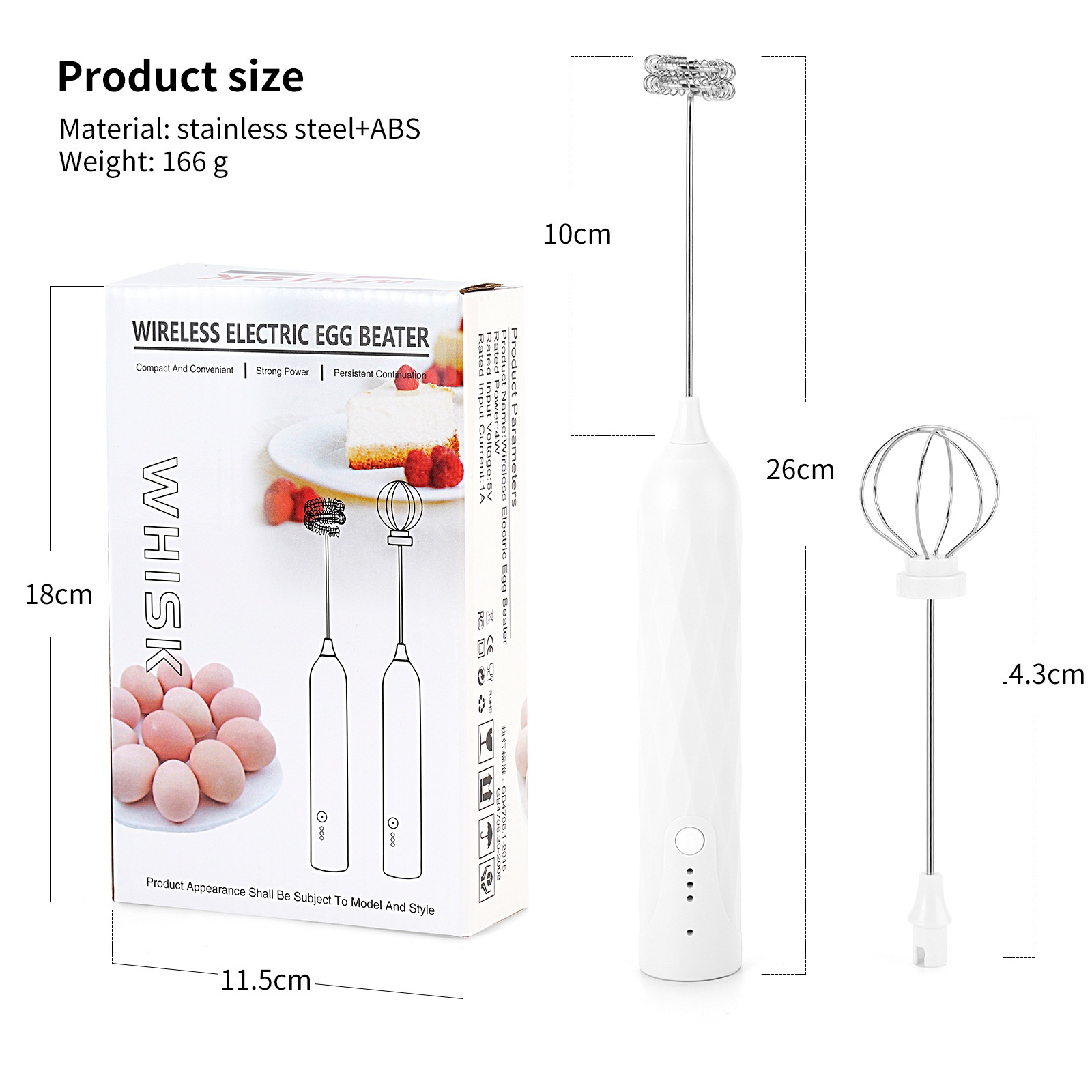 Electric Milk Frother Handheld Egg Beater