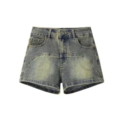 Mud Yellow Stretch Denim Shorts For Women - Mud Yellow - View 1