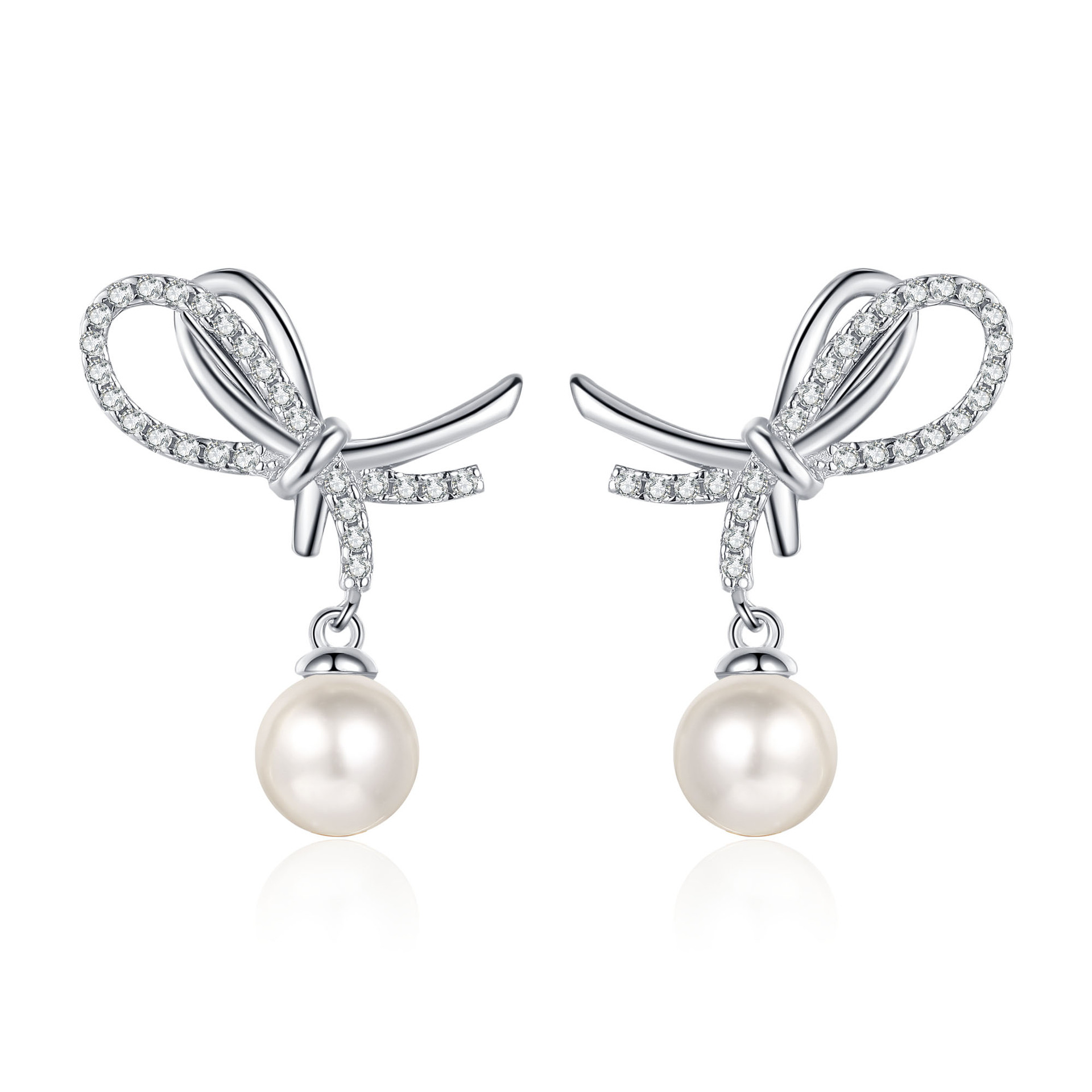 S925 Sterling Silver Moissanite Pearl Stud Earrings