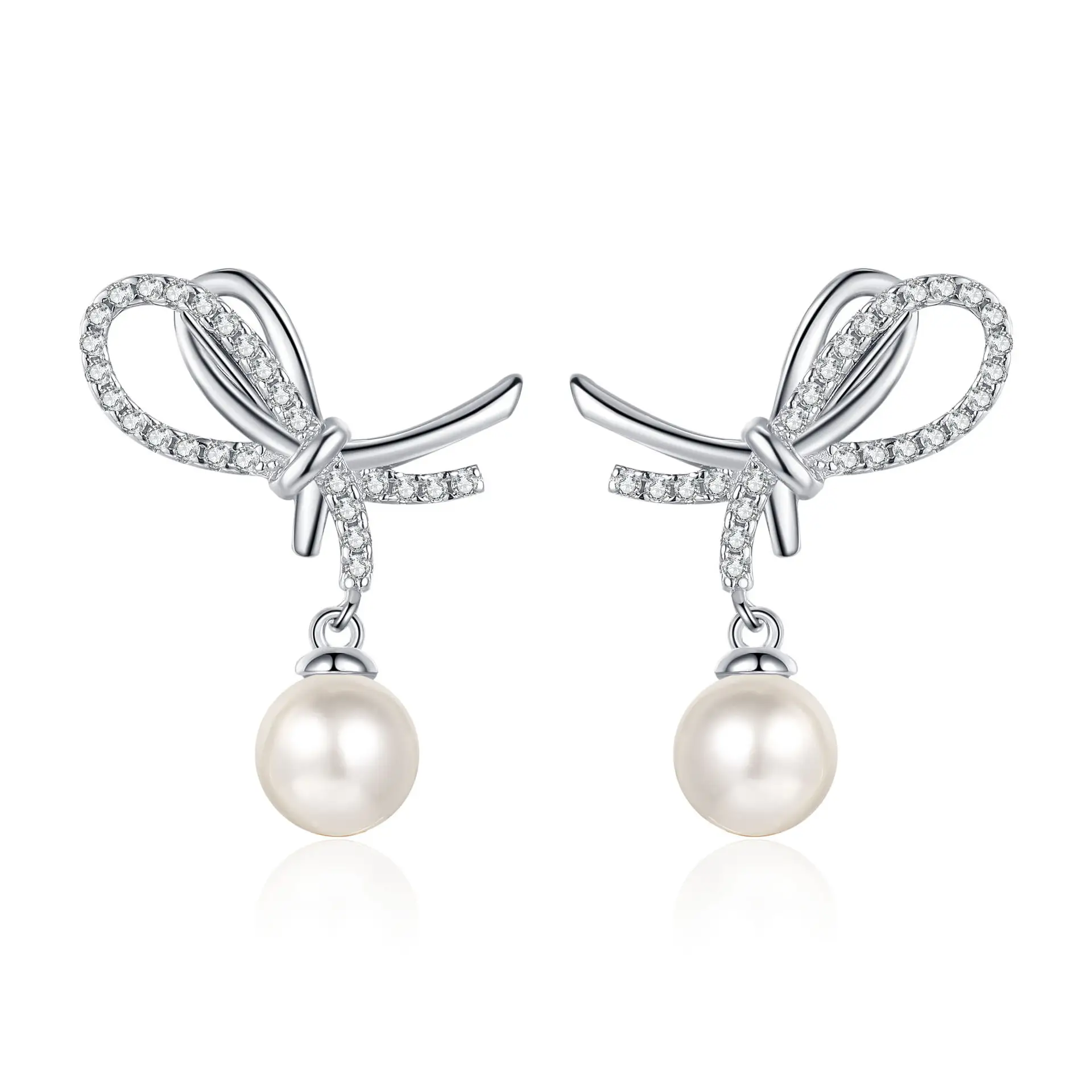 S925 Sterling Silver Moissanite Pearl Stud Earrings