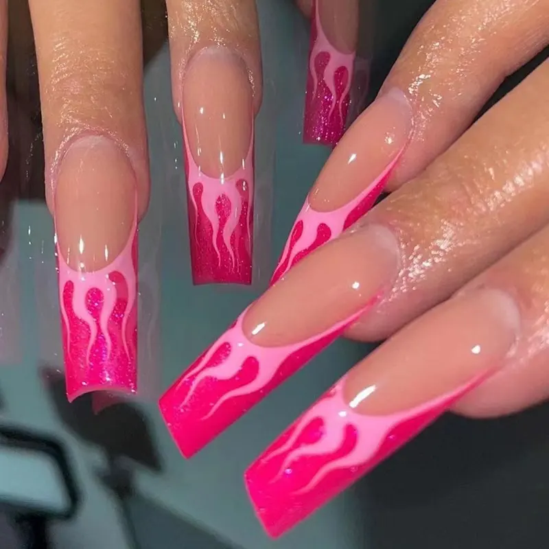 Long Ballet Flame Nail Sticker Finished Removable
