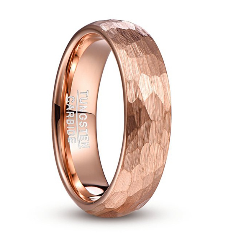 6mm-wide Rose Gold Faceted Ring