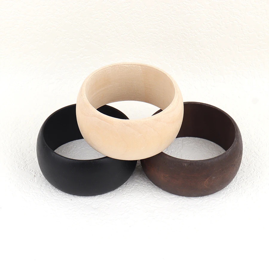 Flat Mouth Wide Embryo Log Bracelet Flat Wooden Bracelet