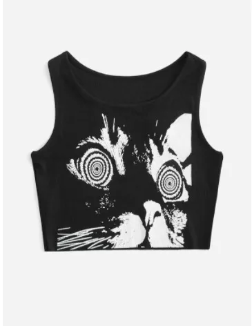 Summer Design Outer Wear Vest Female Summer Navel Short Top Black - Shop at LoveMi