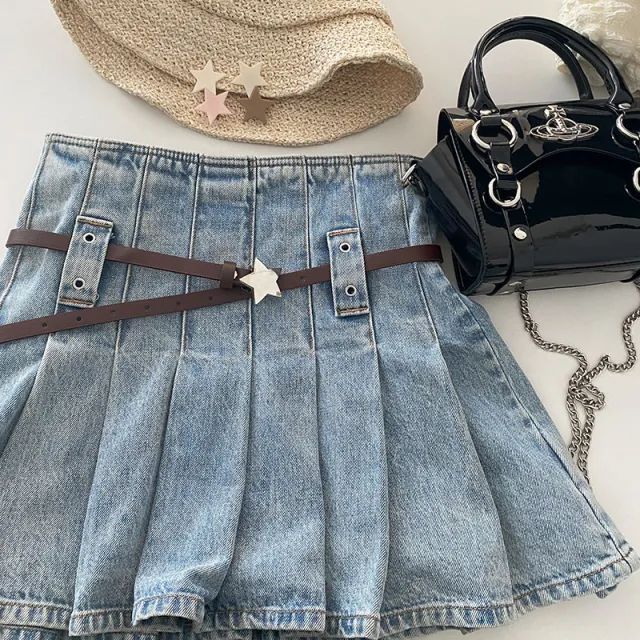 XINGX Belt Retro Belt Denim Skirted Leggings Decoration Brown Xingx - Shop at LoveMi
