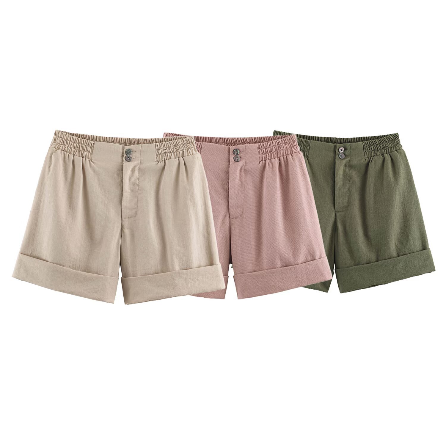 Casual Shorts With A Curled Hem Western Style
