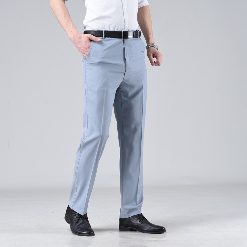 Mens Casual Solid-color Loose Straight-leg Pants