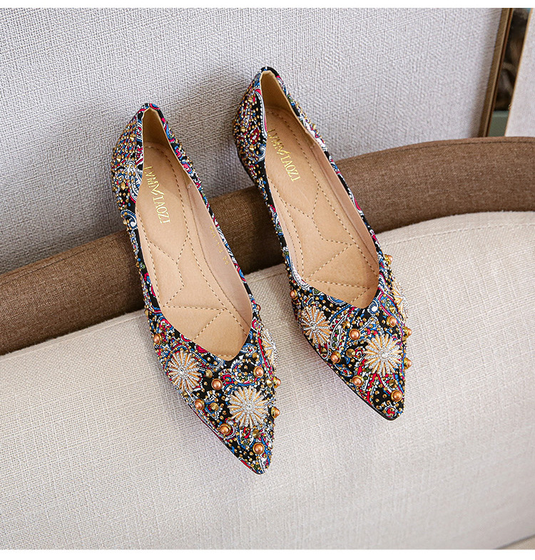 Title 9, Sapatos femininos flats estampados com strass e...