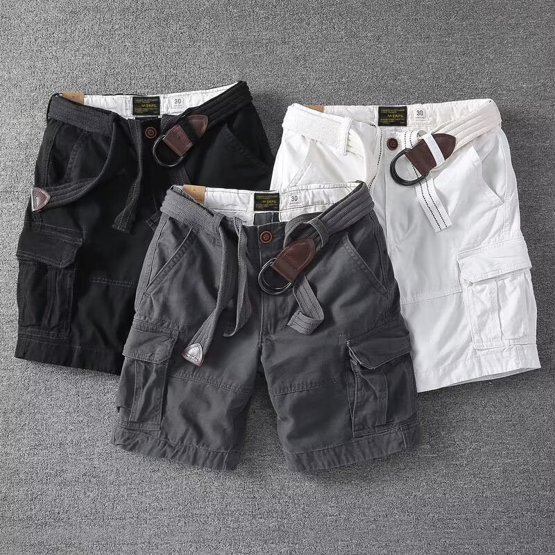 Mens Loose-fit Korean-style Trendy Mid-length Workwear Pants