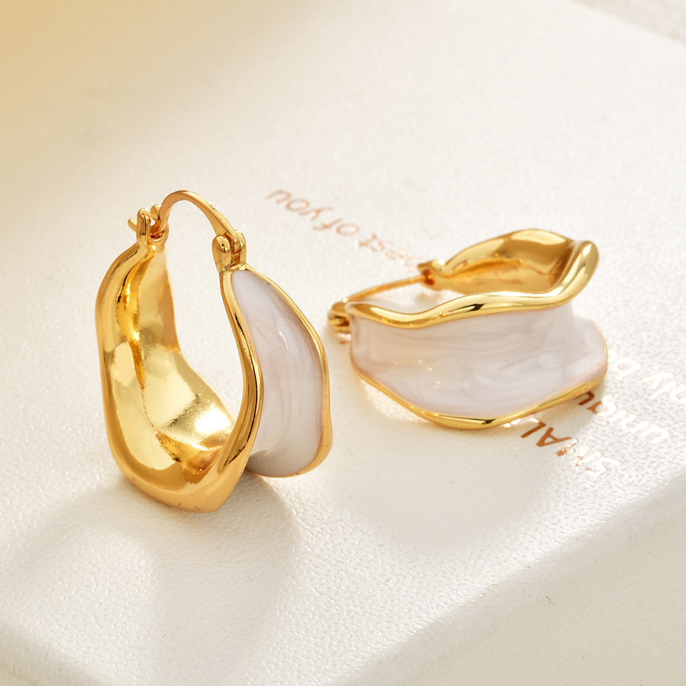 Copper-Plated Real Gold Enamel Dripping-Oil Earrings