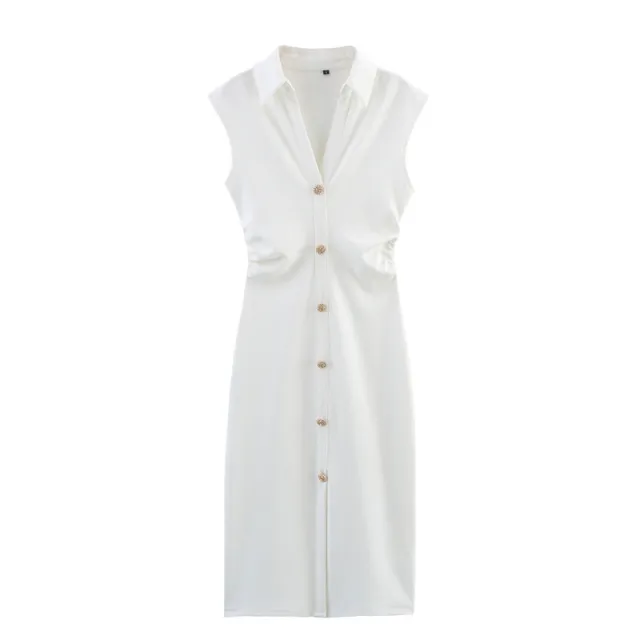 Asymmetric Skirt Fashion Simple Black Shirt Dress White - Shop at LoveMi