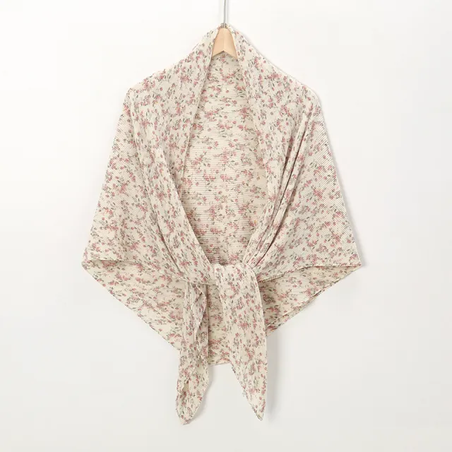 Pearl Chiffon Printed Square Scarf Pleated Scarf Style21 - Shop at LoveMi