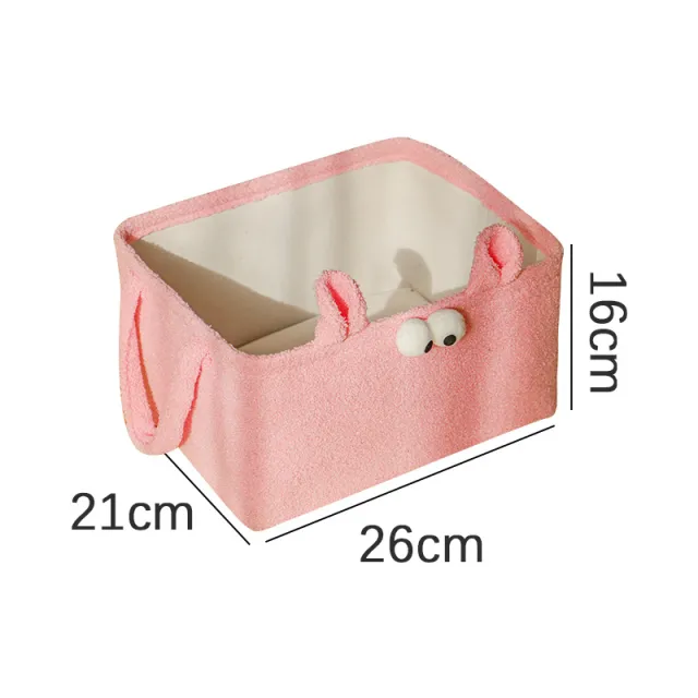 Thick Lamb Wool Cartoon Storage Bucket Large Capacity Pink 26X21X16Cm - Shop at LoveMi