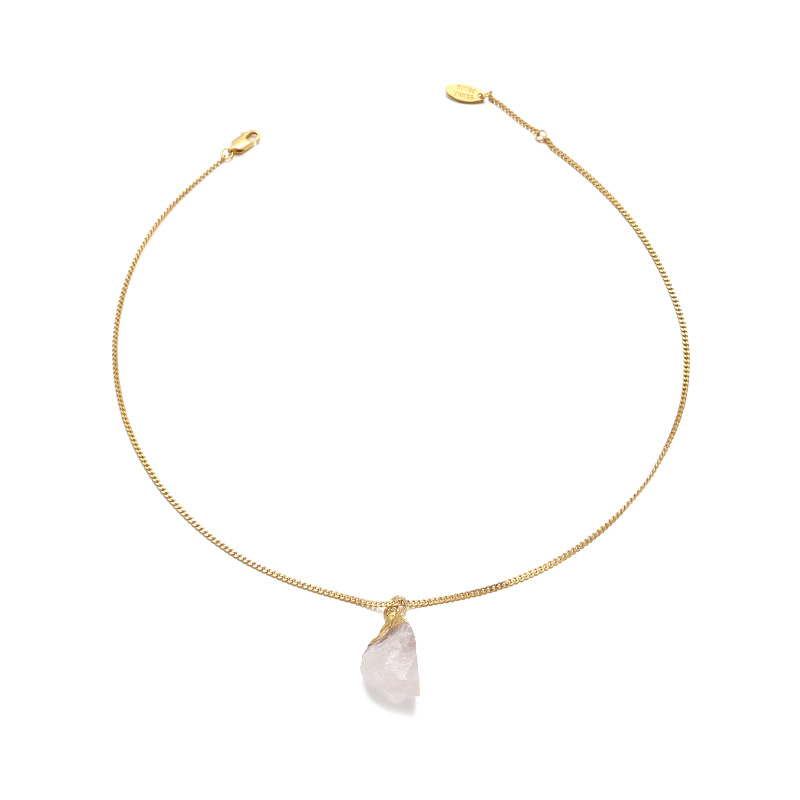 Brass Gold Plated Simple Irregular Personality Natural Stone Necklace