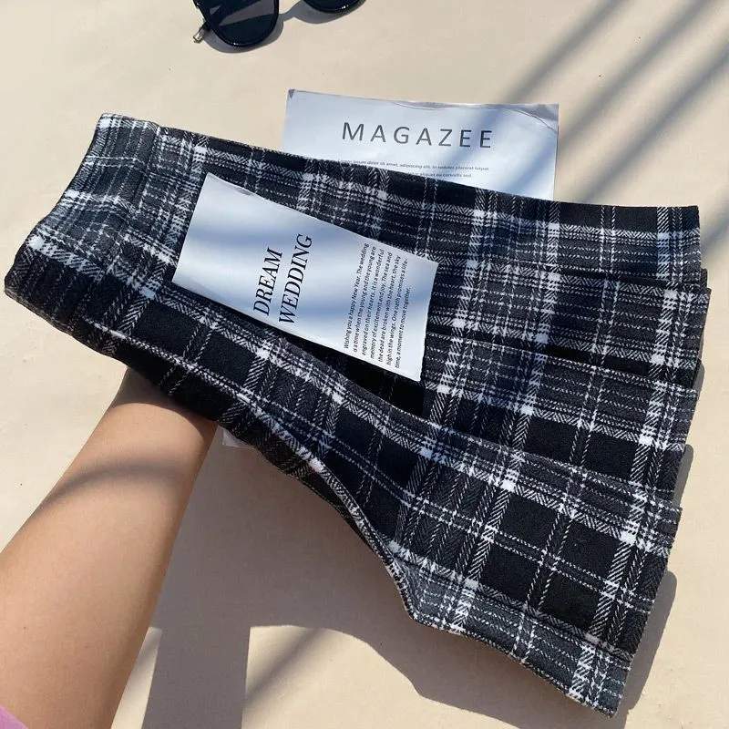 Plaid Pleated Skirt For Women, Autumn And Winter A-line - Black