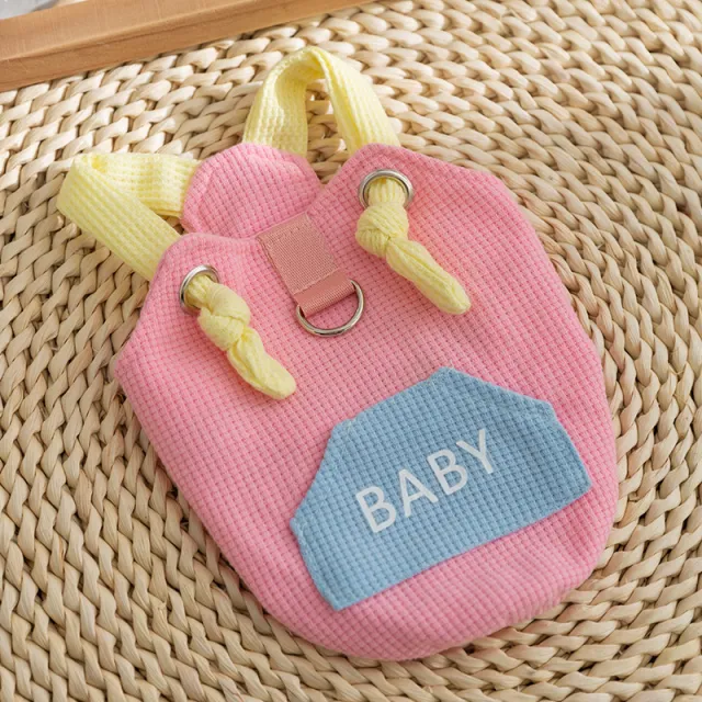 Spring And Summer Cat Macaron Pocket Traction Sling Clothes Pink Drawable - Shop at LoveMi