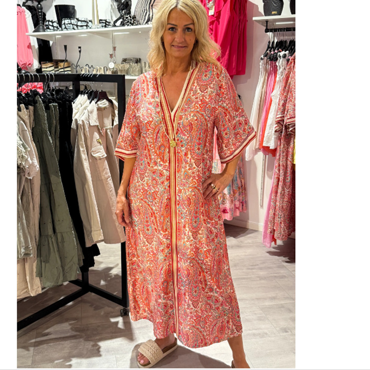 V neck Fashion Vacation Printed Women's Dress Red - Shop at LoveMi