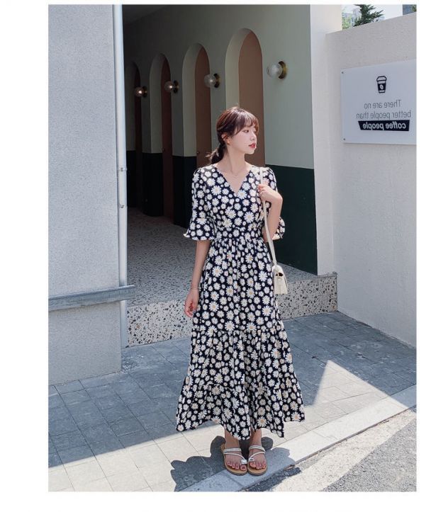 Floral V-neck Jumpsuit Women's New Waist Slimming