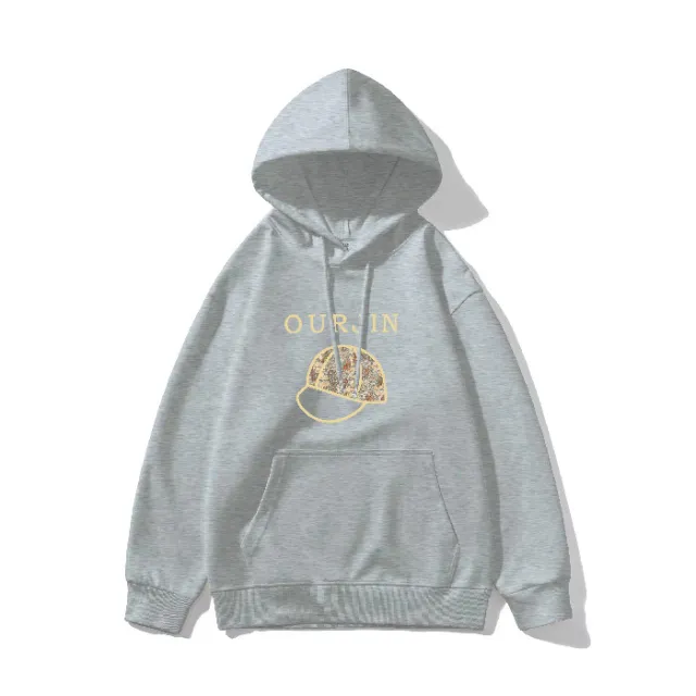 Winter Hooded Hoodie Women's Casual Printed Top Gray - Shop at LoveMi