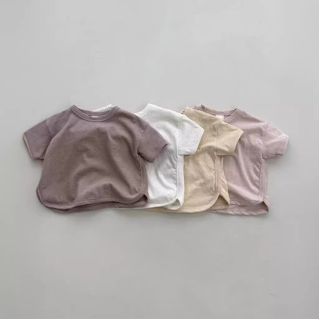 Solid-color Crew-neck Versatile Casual Short-sleeve Top