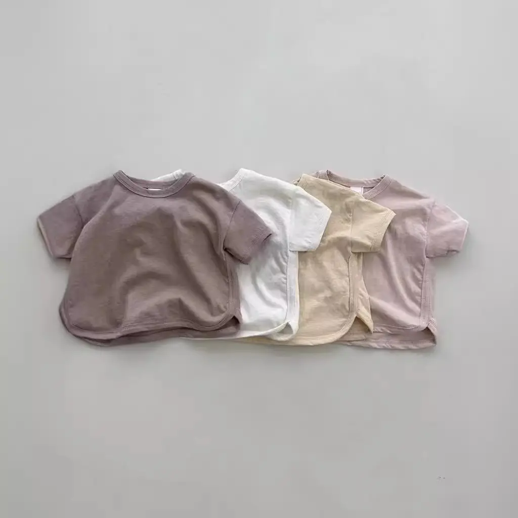 Solid-color Crew-neck Versatile Casual Short-sleeve Top