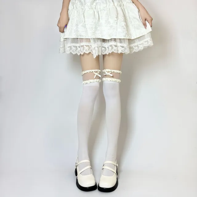 Summer Jk Lolita Velvet Sock Pure Desire To Splice Beige - Shop at LoveMi