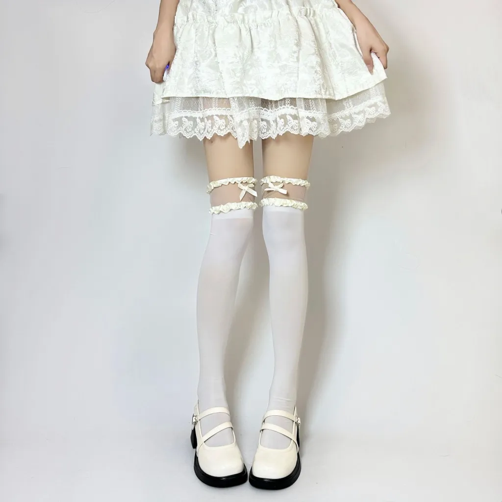 Summer Jk Lolita Velvet Sock Pure Desire To Splice - Beige