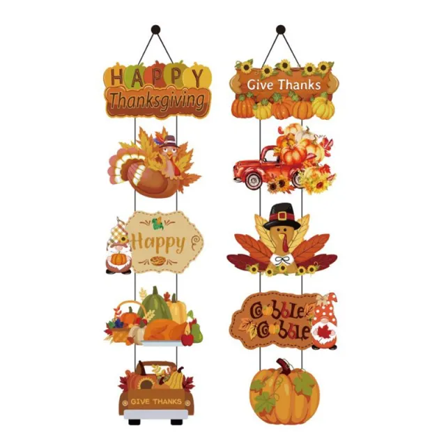 Thanksgiving Decoration Couplet Autumn Harvest Maple Leaf Hanging Flag Turkey Pumpkin Listing Thanksgiving Couplet 2 Hooks - Shop at LoveMi