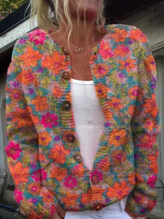 3D Digital Printing Cardigan Knitted Coat Women - Hwj736359B83 - View 1