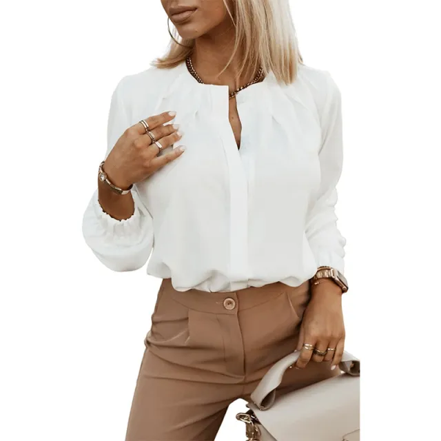 Thin Casual All match Solid Color Shirt For Women Summer New White - Shop at LoveMi
