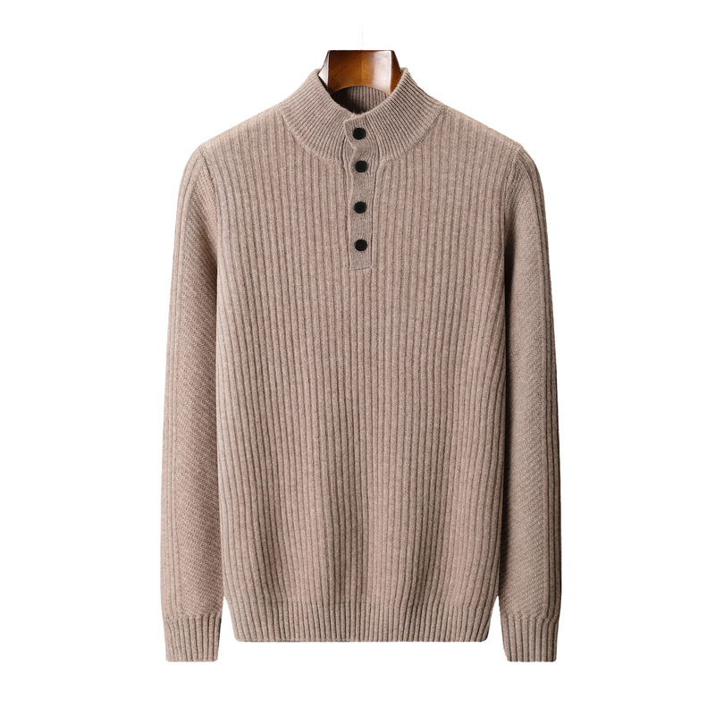 New Half Turtleneck Button Sweater For Men - Image 4