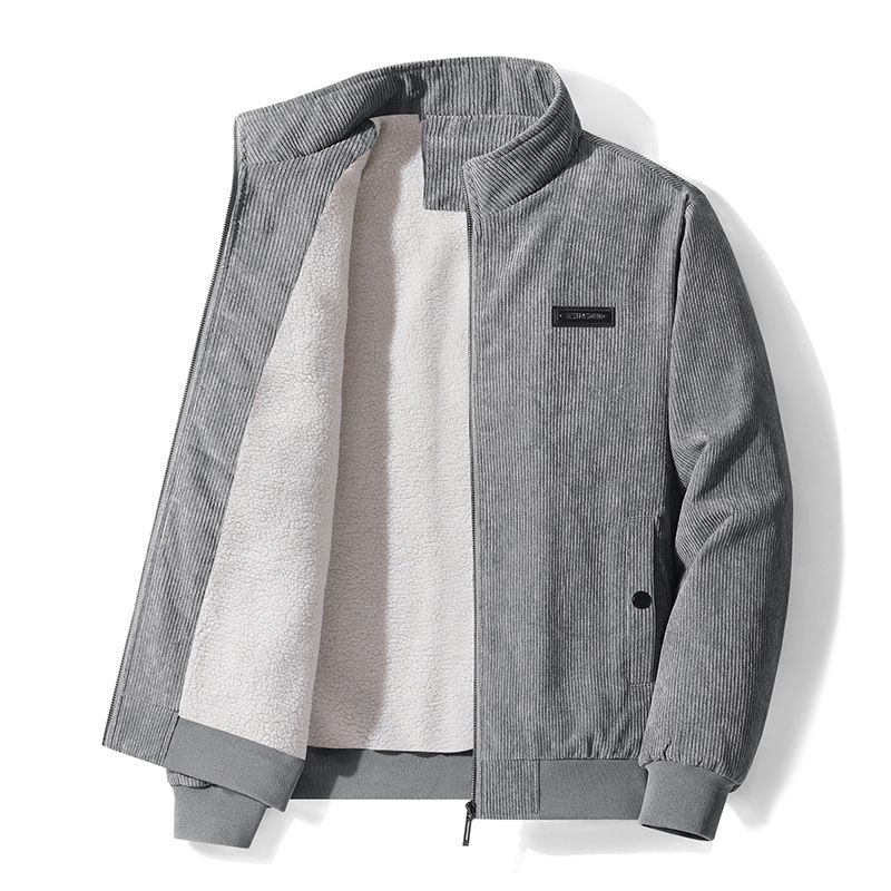 Mens Corduroy Jacket Sherpa Fleece Lined Fully Zip Trucker Coat Classic Pocket - Picture 13 of 14