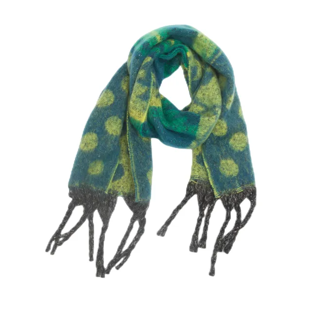 Shawl Thickened Scarf Tassel Jacquard Dot Scarf Green - Shop at LoveMi