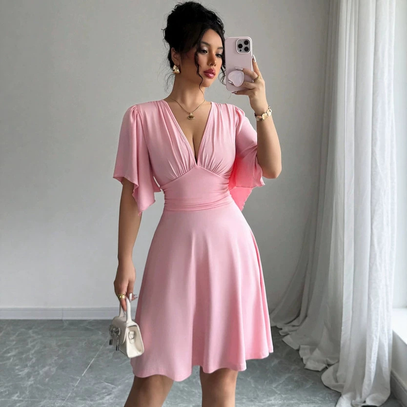 Womens Summer Casual Waist-Cinching Dress