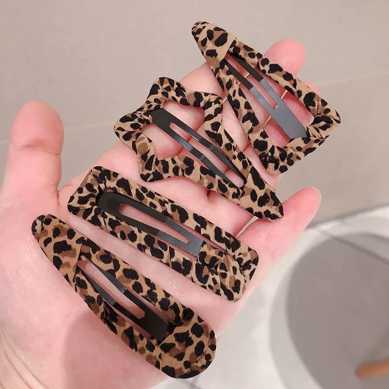 Retro Leopard-Print Bang Clip Simple And Chic Hairclip For Women To Style Fringe Or Loose Strands