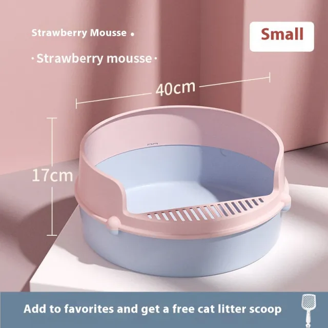 Anti splash Semi Closed Litter Box Small Size Strawberry Mousse - Shop at LoveMi