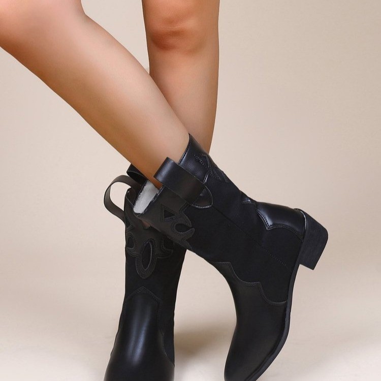 Pointed Toe Chunky Heeled Boots, picture 2 of 4