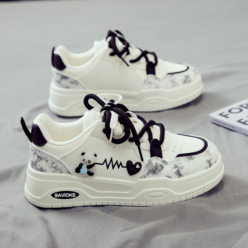 Womens White Sneakers Versatile Sporty Dad Shoes With Thick Soles